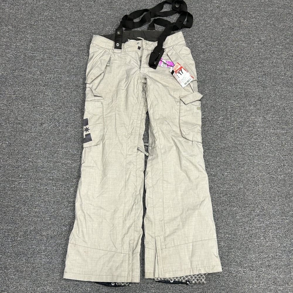 DC Snow Pants womans Small Tan Exotex 5000 Cargo Snowboard Ski Suspenders